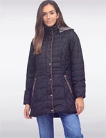 Water-Resistant Dual Quilt Hooded Lightweight Eco Down Puffer Jacket by Danwear