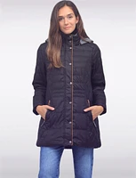 Water-Resistant Dual Quilt Hooded Lightweight Eco Down Puffer Jacket by Danwear