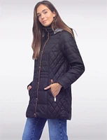 Water-Resistant Dual Quilt Hooded Lightweight Eco Down Puffer Jacket by Danwear