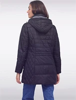 Water-Resistant Dual Quilt Hooded Lightweight Eco Down Puffer Jacket by Danwear