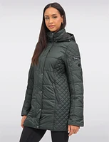 Water-Resistant Hooded Lightweight Diamond-Quilt Eco-Down Puffer Coat by Danwear