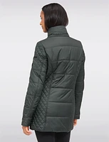 Water-Resistant Hooded Lightweight Diamond-Quilt Eco-Down Puffer Coat by Danwear