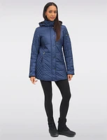 Water-Resistant Hooded Lightweight Diamond-Quilt Eco-Down Puffer Coat by Danwear