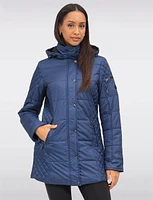 Water-Resistant Hooded Lightweight Diamond-Quilt Eco-Down Puffer Coat by Danwear