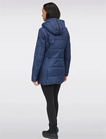 Water-Resistant Hooded Lightweight Diamond-Quilt Eco-Down Puffer Coat by Danwear