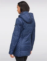 Water-Resistant Hooded Lightweight Diamond-Quilt Eco-Down Puffer Coat by Danwear