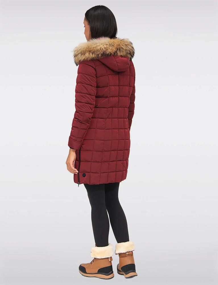 Genuine Fur Trimmed Eco-Down Quilted Parka Coat With Detachable Hood by Danwear