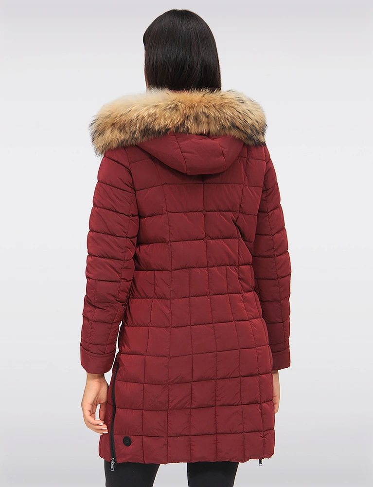 Genuine Fur Trimmed Eco-Down Quilted Parka Coat With Detachable Hood by Danwear