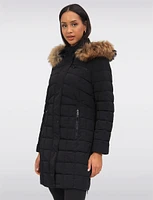 Genuine Fur Trimmed Eco-Down Quilted Parka Coat With Detachable Hood by Danwear