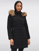 Genuine Fur Trimmed Eco-Down Quilted Parka Coat With Detachable Hood by Danwear