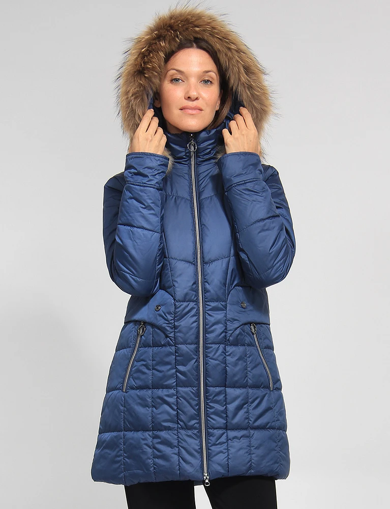 Detachable Genuine Fur Hooded Quilted Jacket by Danwear