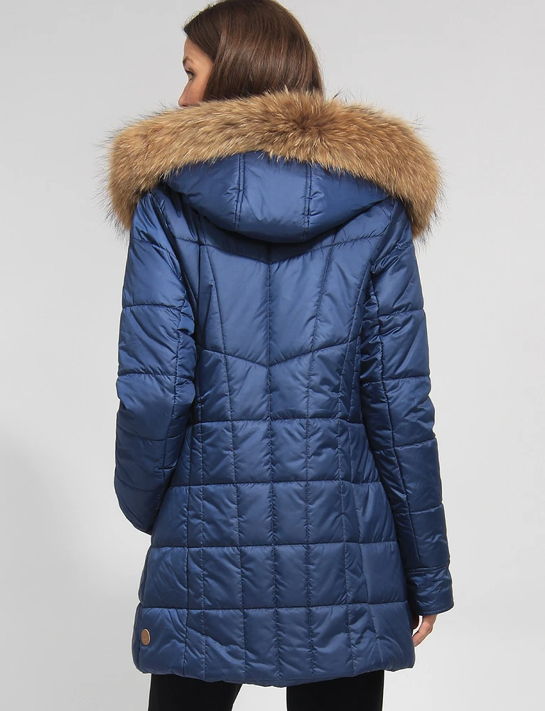 Detachable Genuine Fur Hooded Quilted Jacket by Danwear