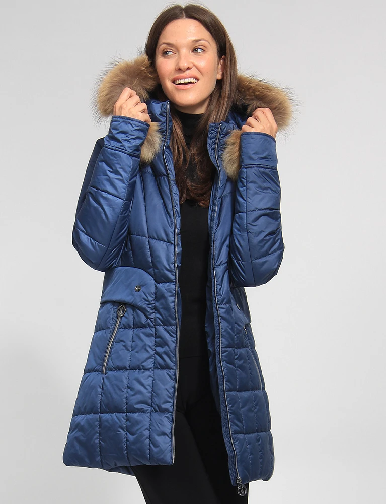 Detachable Genuine Fur Hooded Quilted Jacket by Danwear