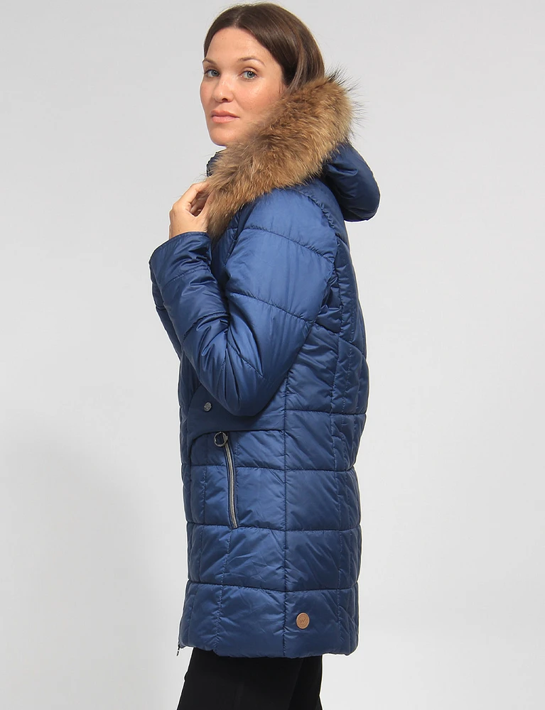 Detachable Genuine Fur Hooded Quilted Jacket by Danwear