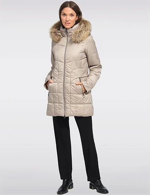 Detachable Genuine Fur Hooded Quilted Jacket by Danwear