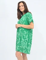 Tropical Short Sleeve Dress With Knit Trim at the Waist And Pockets By Froccella