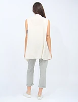 Chic Linen-Blend Solid Draped Open Front Vest By Froccella