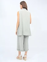 Chic Linen-Blend Solid Draped Open Front Vest By Froccella