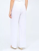 Chic Linen And Cotton Blend Wide-leg Elastic Waist Pants By Froccella