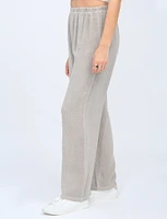 Chic Linen And Cotton Blend Wide-leg Elastic Waist Pants By Froccella