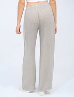 Chic Linen And Cotton Blend Wide-leg Elastic Waist Pants By Froccella