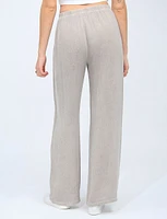 Chic Linen And Cotton Blend Wide-leg Elastic Waist Pants By Froccella