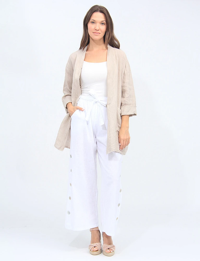 Long Sleeves Loose Fit Linen Single-Button Closure Blazer  By Froccella