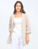 Long Sleeves Loose Fit Linen Single-Button Closure Blazer  By Froccella