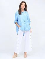 Button-Down Printed 3/4 Sleeves Collared Shirt By Froccella