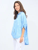 Button-Down Printed 3/4 Sleeves Collared Shirt By Froccella