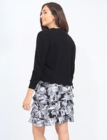 Basic Solid Three-quarter-sleeve Knitted Shrug By Carré Noir