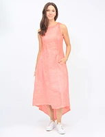 Sleeveless Linen And Knit Trim High-low Maxi Dress by Carré Noir