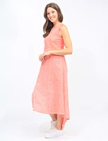 Sleeveless Linen And Knit Trim High-low Maxi Dress by Carré Noir