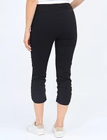 Pull-on Ruched Hem Stretchy Capri Pants By Carré Noir