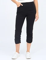 Pull-on Ruched Hem Stretchy Capri Pants By Carré Noir