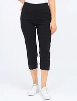 Solid Stretch Pull-On Capri Pants With Eyelet Trim By Carré Noir