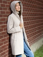 Vegan EcoChic Tailored Hooded Melton Coat by Details