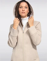 Vegan EcoChic Tailored Hooded Melton Coat by Details