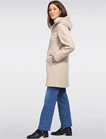 Vegan EcoChic Tailored Hooded Melton Coat by Details