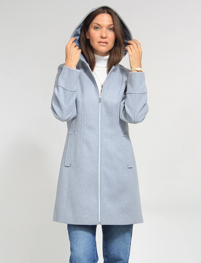 Vegan EcoChic Tailored Hooded Melton Coat by Details