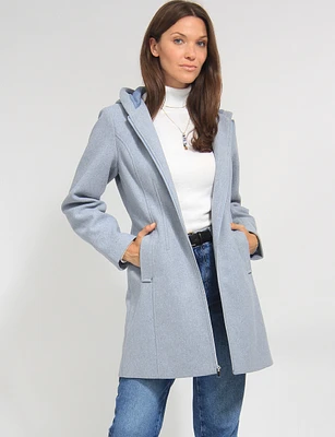 Vegan EcoChic Tailored Hooded Melton Coat by Details