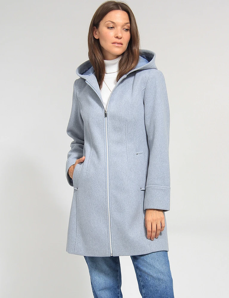 Vegan EcoChic Tailored Hooded Melton Coat by Details