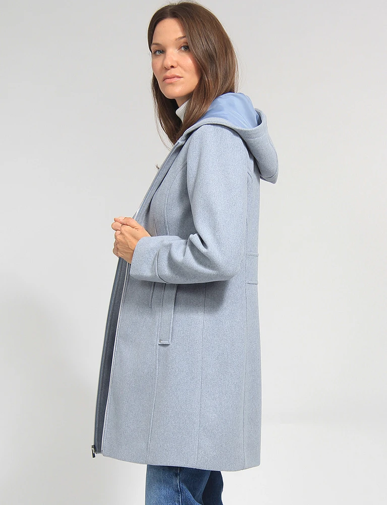 Vegan EcoChic Tailored Hooded Melton Coat by Details