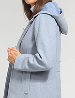 Vegan EcoChic Tailored Hooded Melton Coat by Details