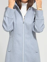 Vegan EcoChic Tailored Hooded Melton Coat by Details