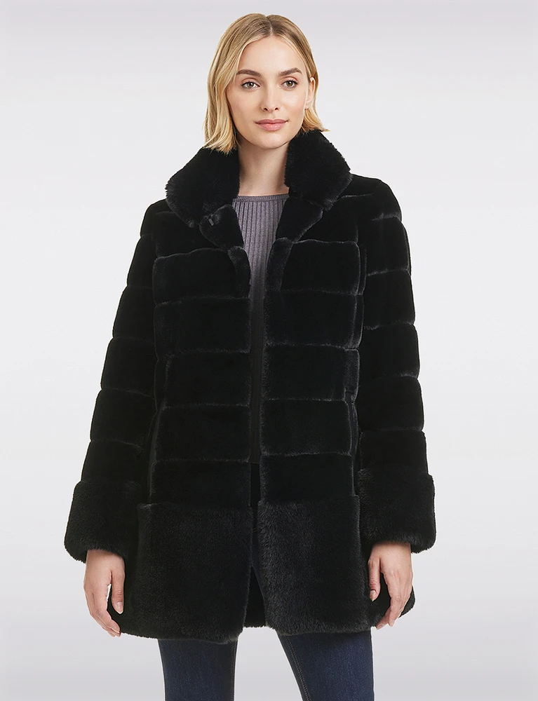 Soft Quilted High-Collar Faux Fur Lightweight Jacket by Jones New York