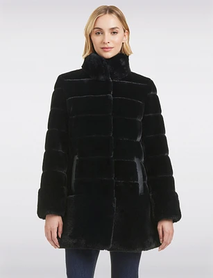 Soft Quilted High-Collar Faux Fur Lightweight Jacket by Jones New York