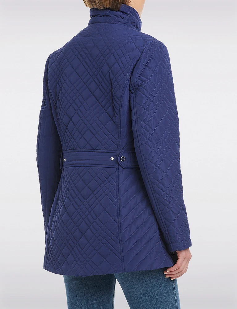Zip-Up Hooded Water-Resistant Quilted Jacket by Jones New York