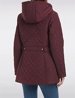 Zip-Up Hooded Water-Resistant Quilted Jacket by Jones New York