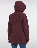 Zip-Up Hooded Water-Resistant Quilted Jacket by Jones New York